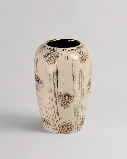 Ceramic Vase White Gold Pattern
