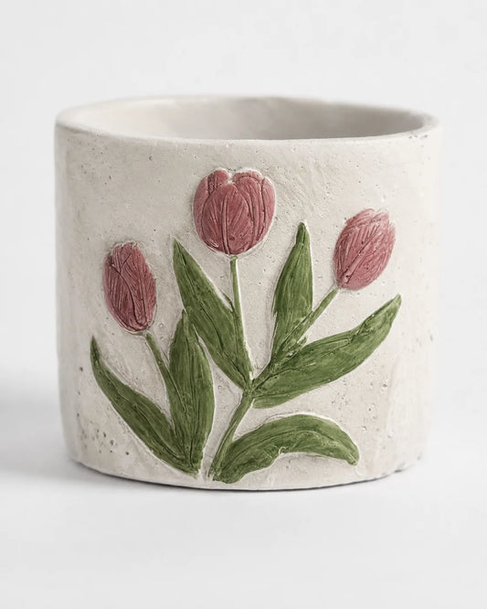 Ceramic Vase Pink Tulips