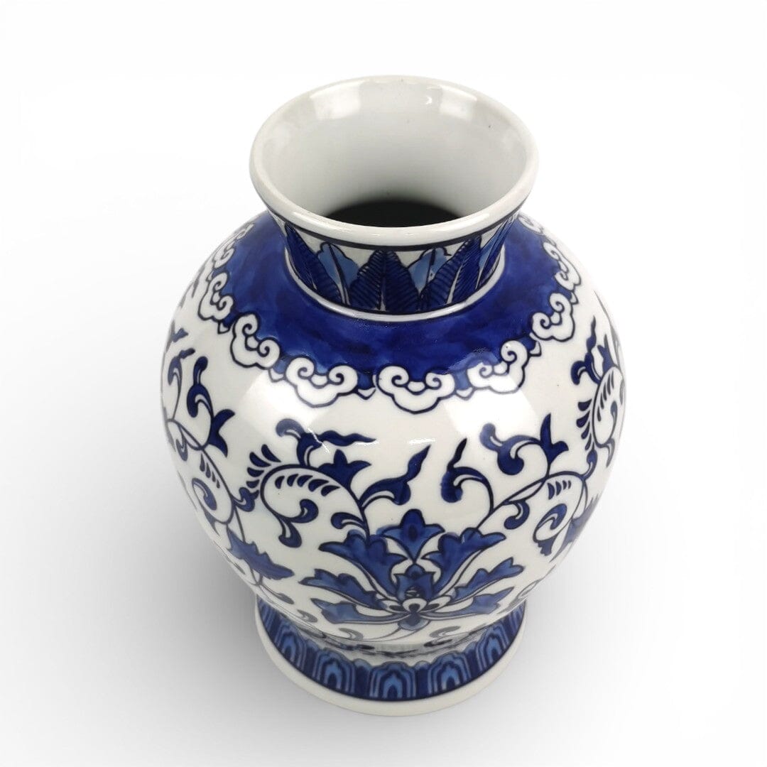 Ceramic Vase with Blue & White Flower Motif