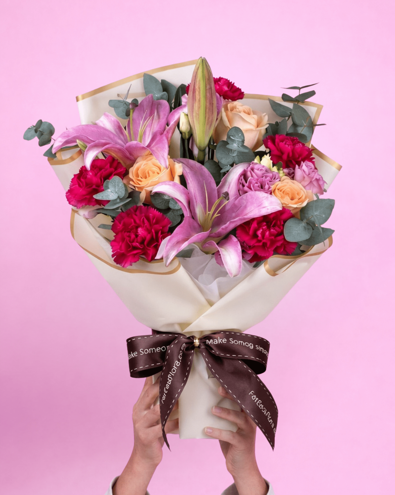 MD14 | Full of Love - Lily Robina Cherry Pink Carnation Bouquet
