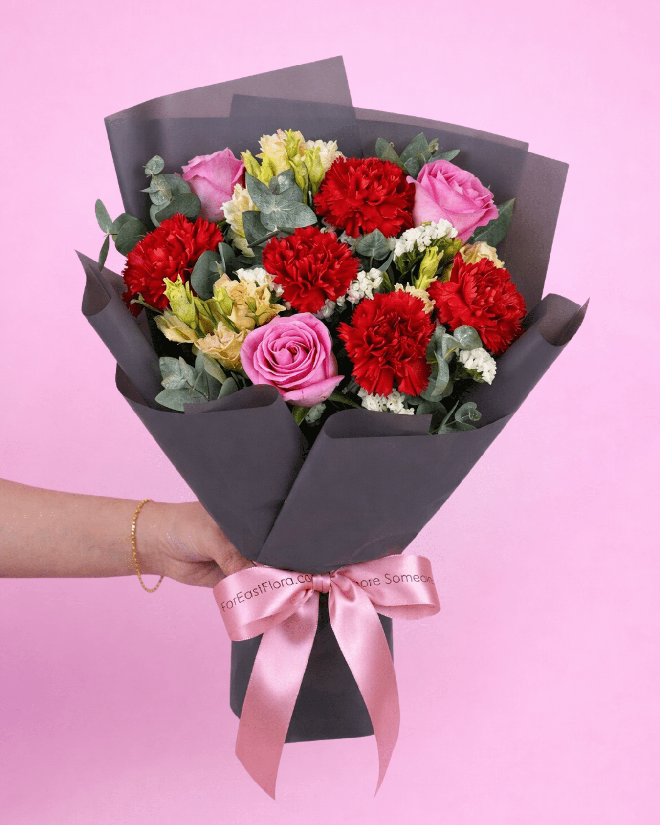 MD02 | Warm Devotion - Red Carnation Revival Rose Bouquet