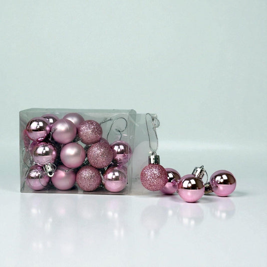 Christmas Ball 3cm Ornaments - Pink (24 pcs)