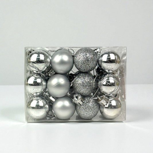 Christmas Ball 3cm Ornaments - Silver (24 pcs)