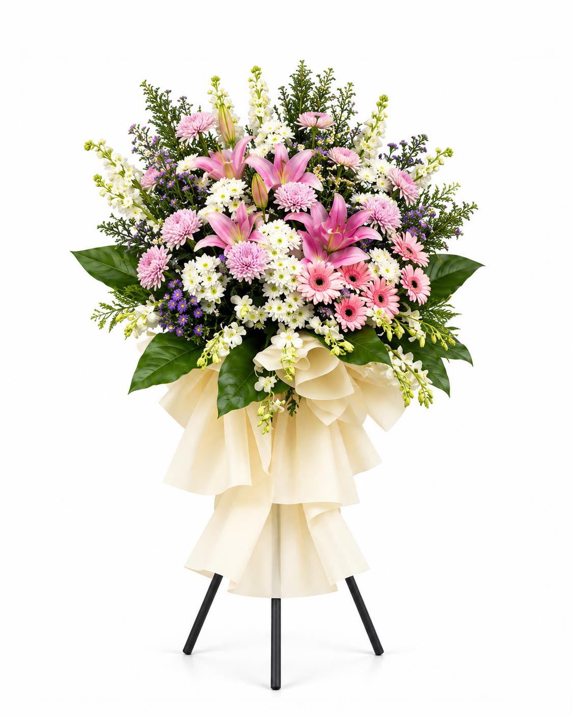 Blooming Memories - Pink & White Condolence Flower Stand