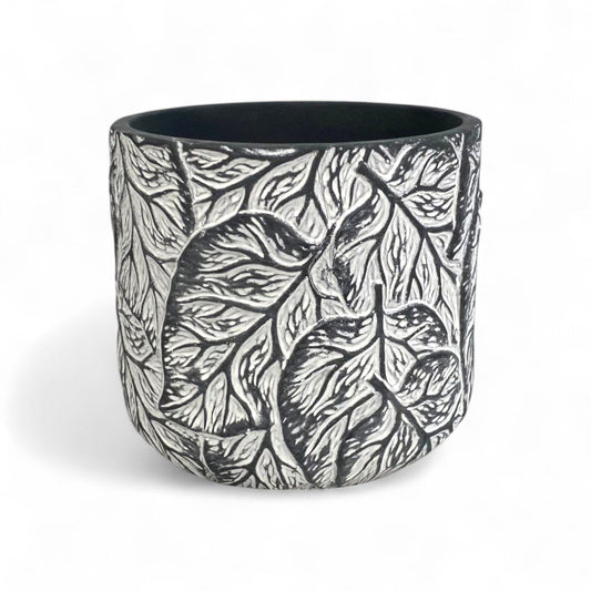 Ceramic With Leaf Pattern 13cm(D)x 12cm(H)