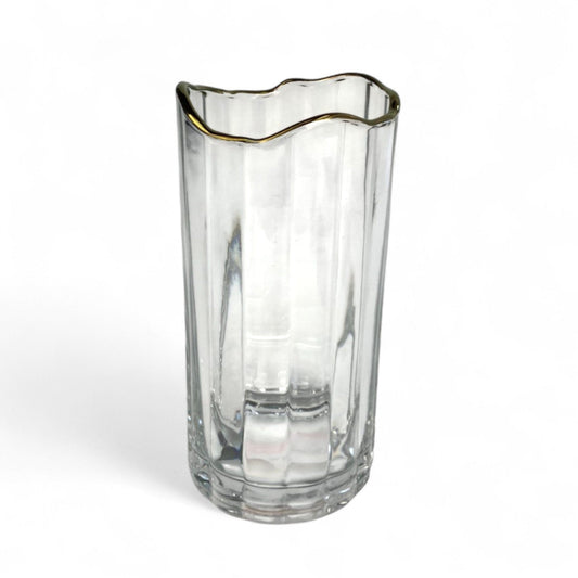 Straight Glass Vase With Gold Edge 11cm(D)x 24cm(H)