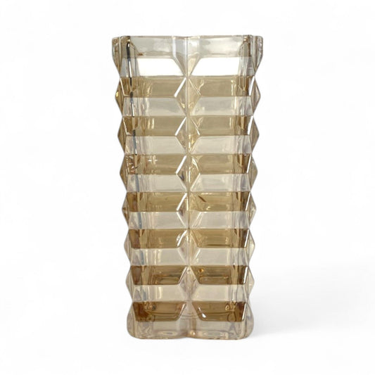 Glass Brown Square Vase 12cm(D)x 24cm(H)
