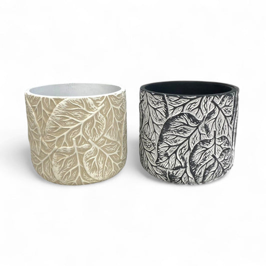 Ceramic With Leaf Pattern 13cm(D)x 12cm(H)