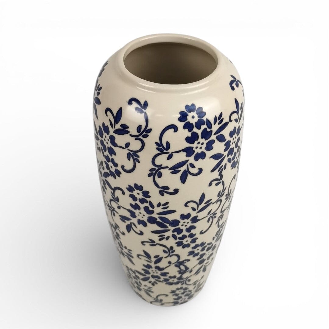 Ceramic Vase with Blue Flower Motif