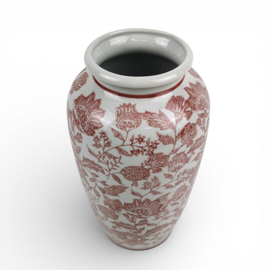 Ceramic Vase with Pink Flower Motif