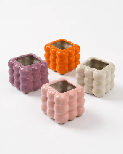 Ceramic Pot Square Bubble