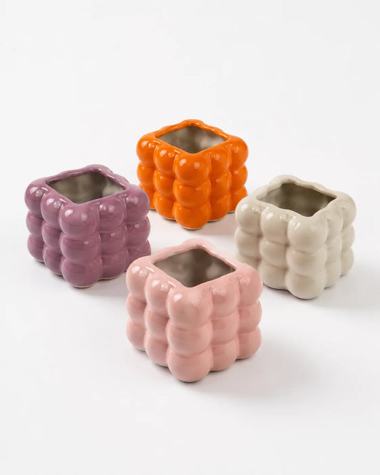 Ceramic Pot Square Bubble