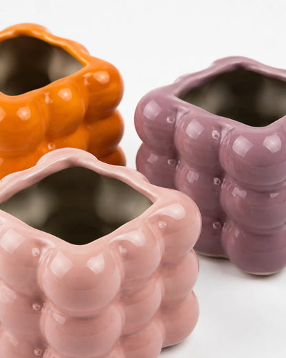 Ceramic Pot Square Bubble