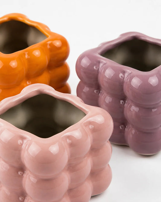 Ceramic Pot Square Bubble