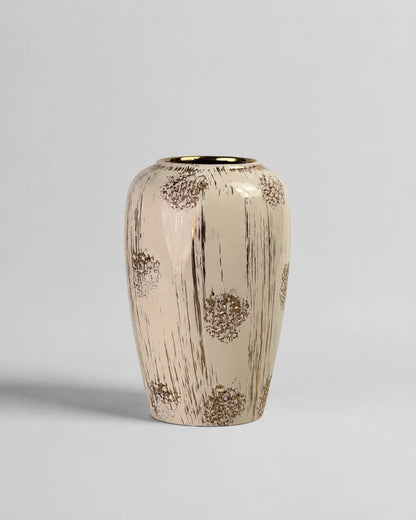 Ceramic Vase White Gold Pattern