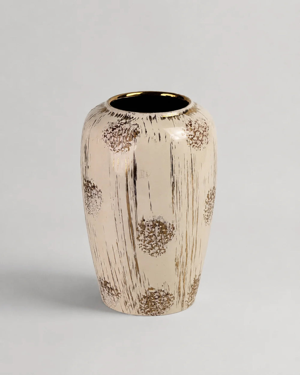 Ceramic Vase White Gold Pattern