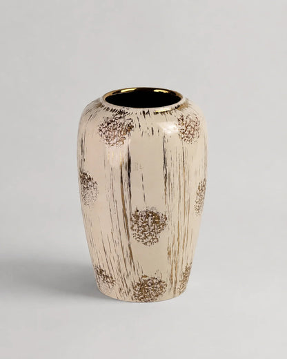 Ceramic Vase White Gold Pattern