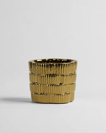 Ceramic Vase Metal Twisted Short