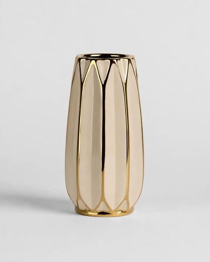 Ceramic Vase Gold White Curve