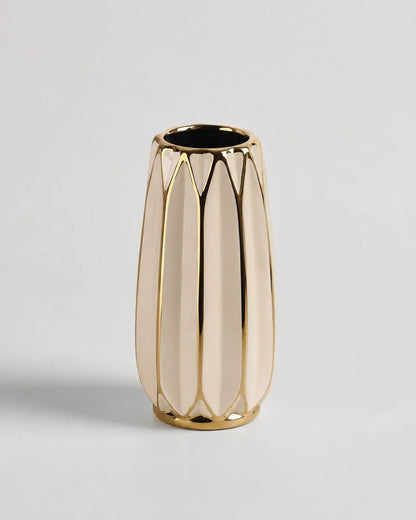 Ceramic Vase Gold White Curve