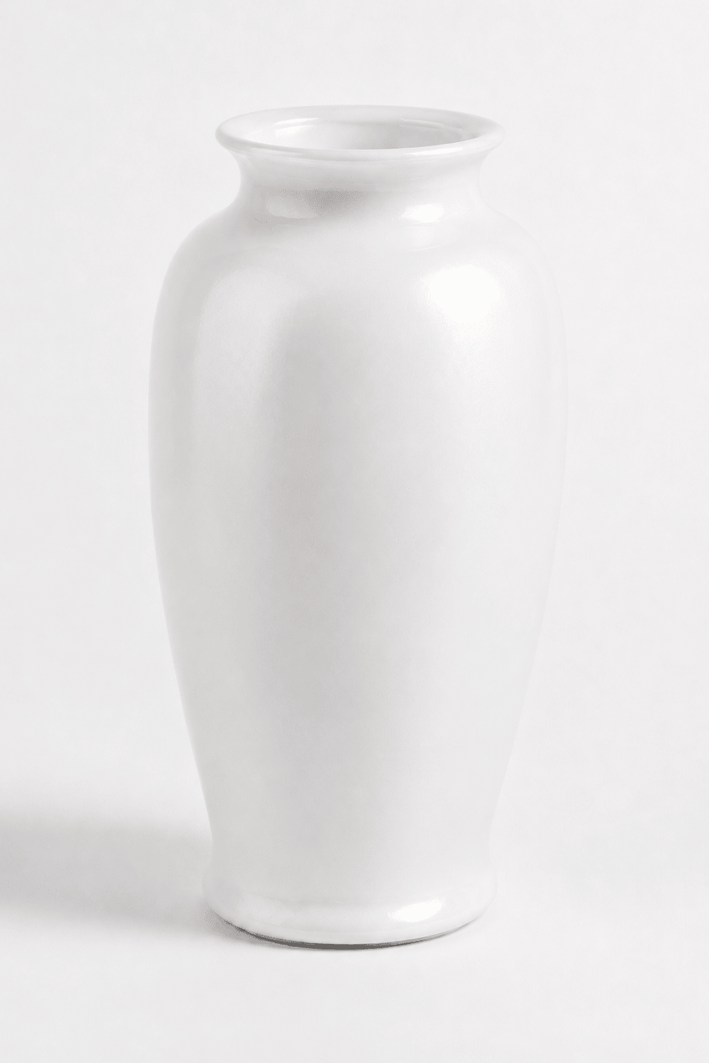 Ceramic Vase Pearl White with Curved Top