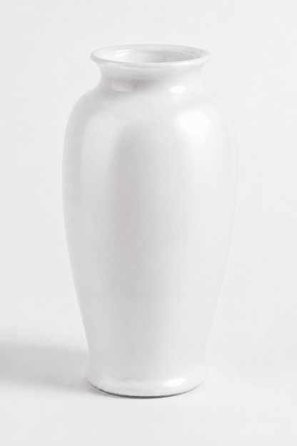 Ceramic Vase Pearl White with Curved Top