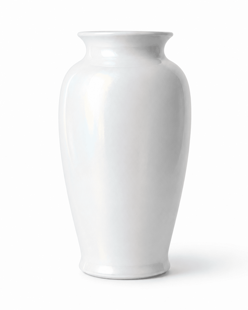 Ceramic Vase Pearl White with Curved Top