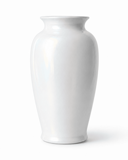 Ceramic Vase Pearl White with Curved Top