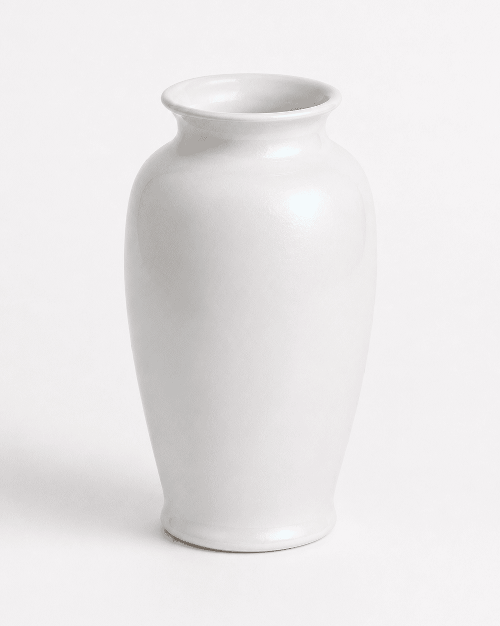 Ceramic Vase Pearl White with Curved Top