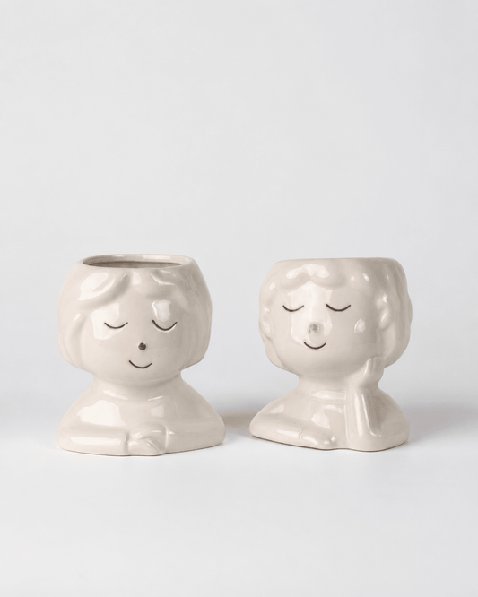 Ceramic Pot Sleepy Face