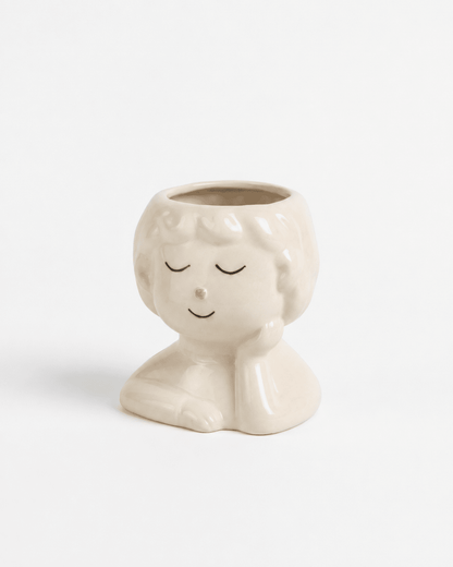 Ceramic Pot Sleepy Face