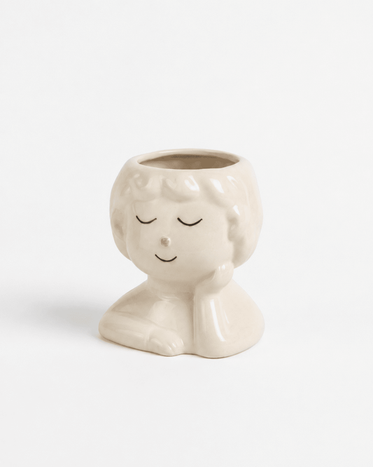 Ceramic Pot Sleepy Face