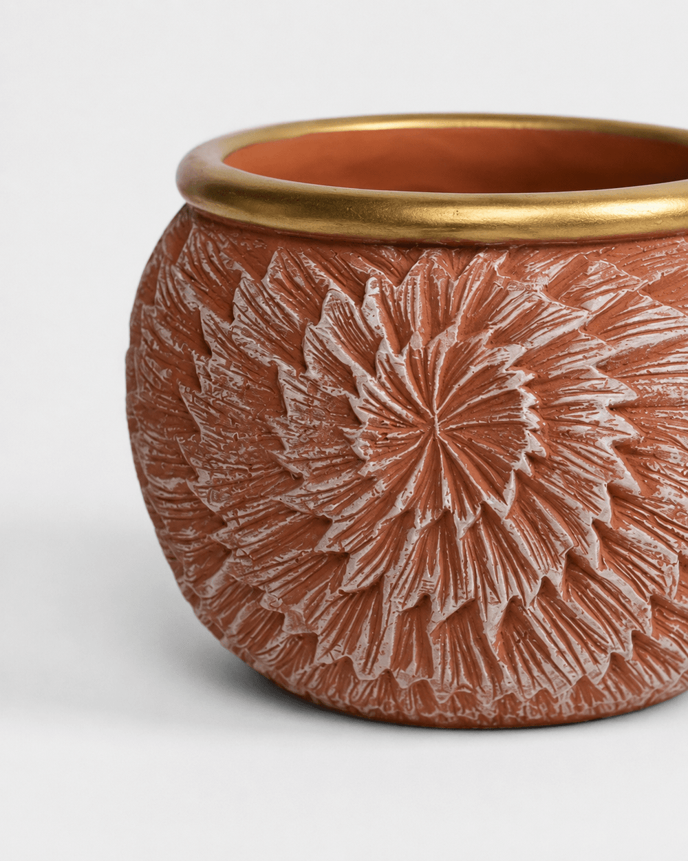 Ceramic Pot Centered Flower Texture