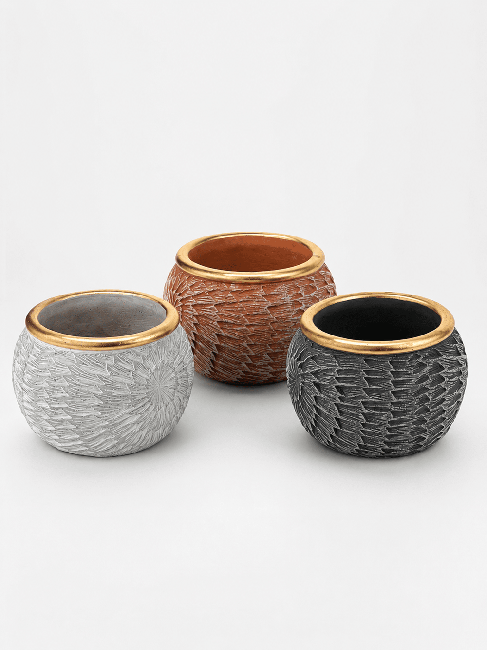Ceramic Pot Centered Flower Texture