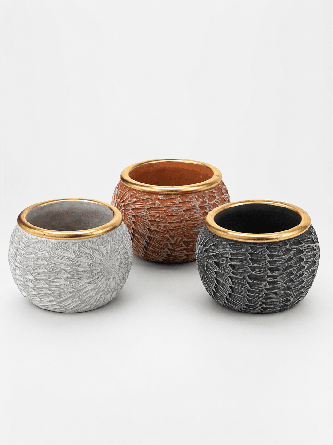 Ceramic Pot Centered Flower Texture