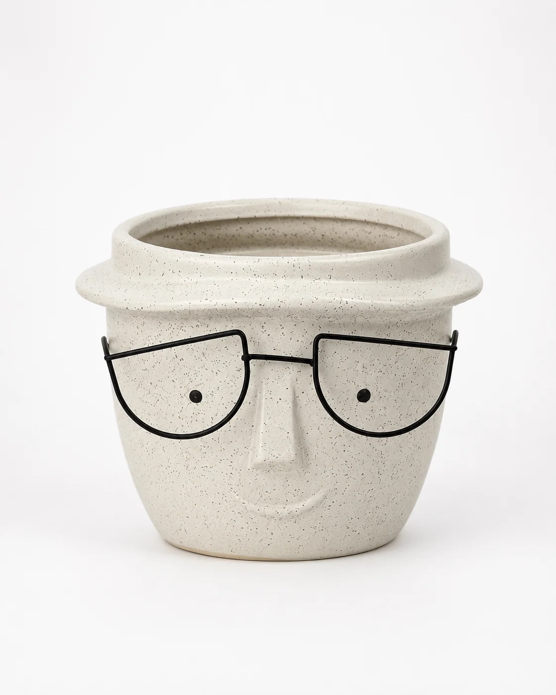 Ceramic pOt Face with Glasses (16cm x 12.5cm)