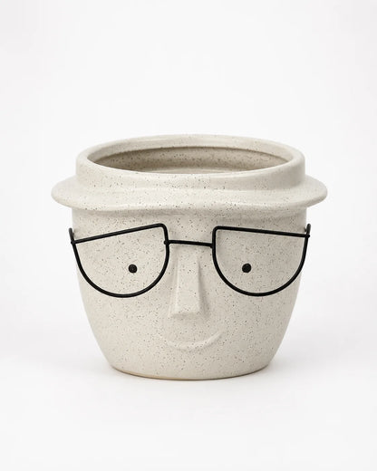 Ceramic pOt Face with Glasses (16cm x 12.5cm)