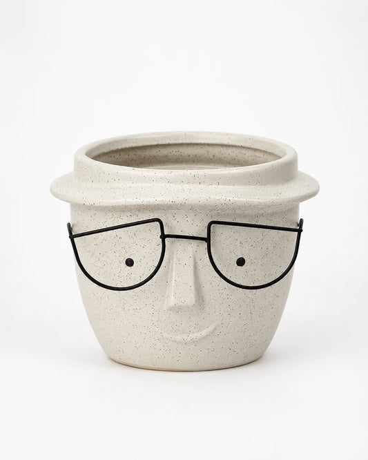 Ceramic pOt Face with Glasses (16cm x 12.5cm)