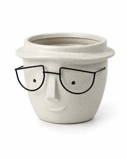 Ceramic pOt Face with Glasses (16cm x 12.5cm)