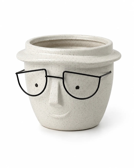 Ceramic pOt Face with Glasses (16cm x 12.5cm)