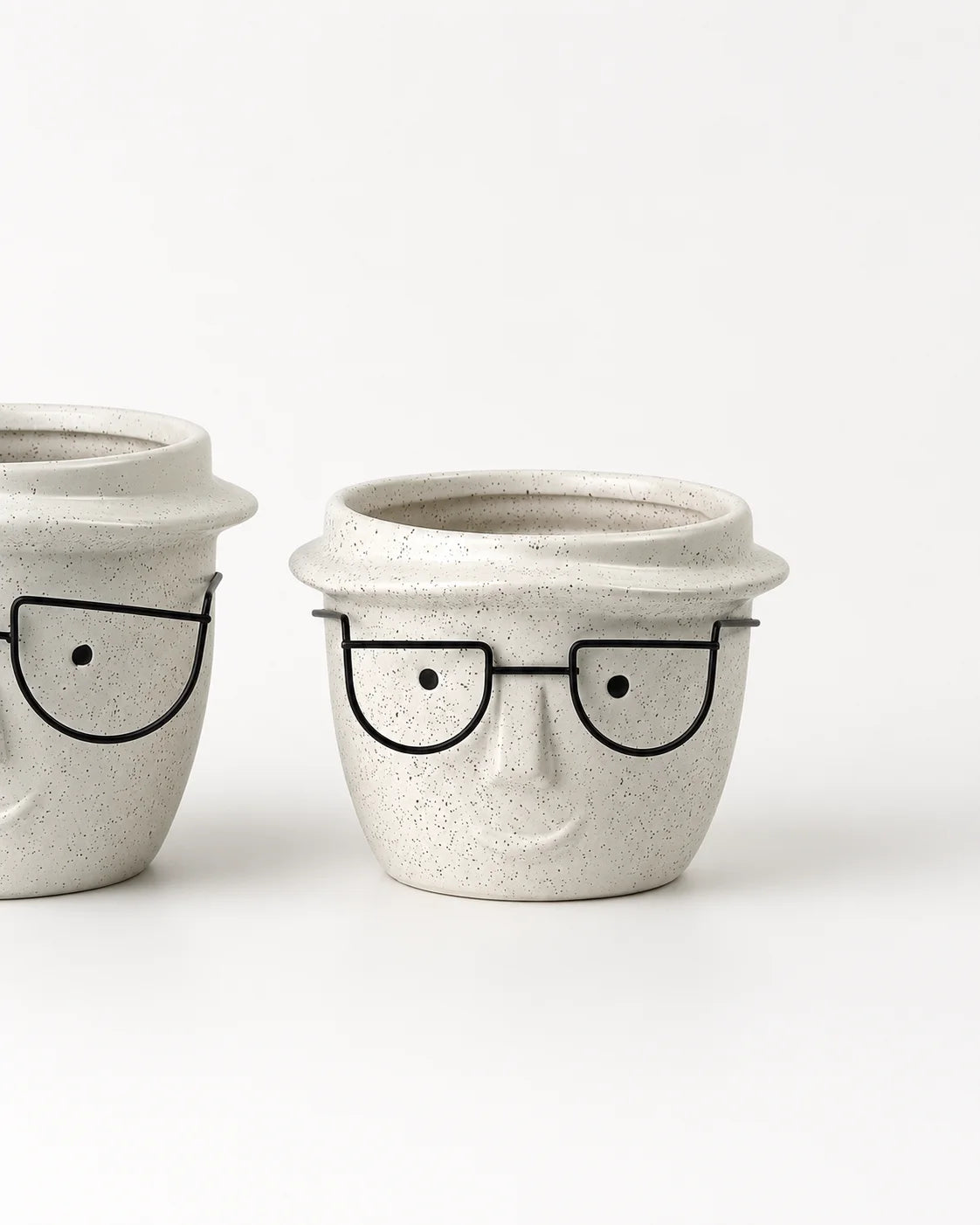 Ceramic Pot Face with Glasses (14.5cm x 10.5cm)
