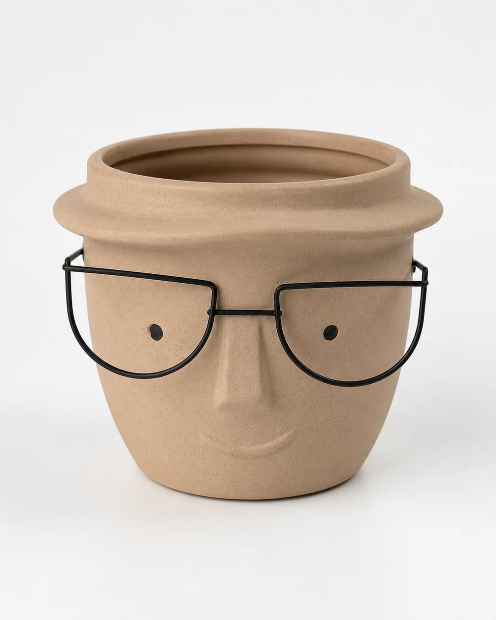 Ceramic pOt Face with Glasses (16cm x 12.5cm)