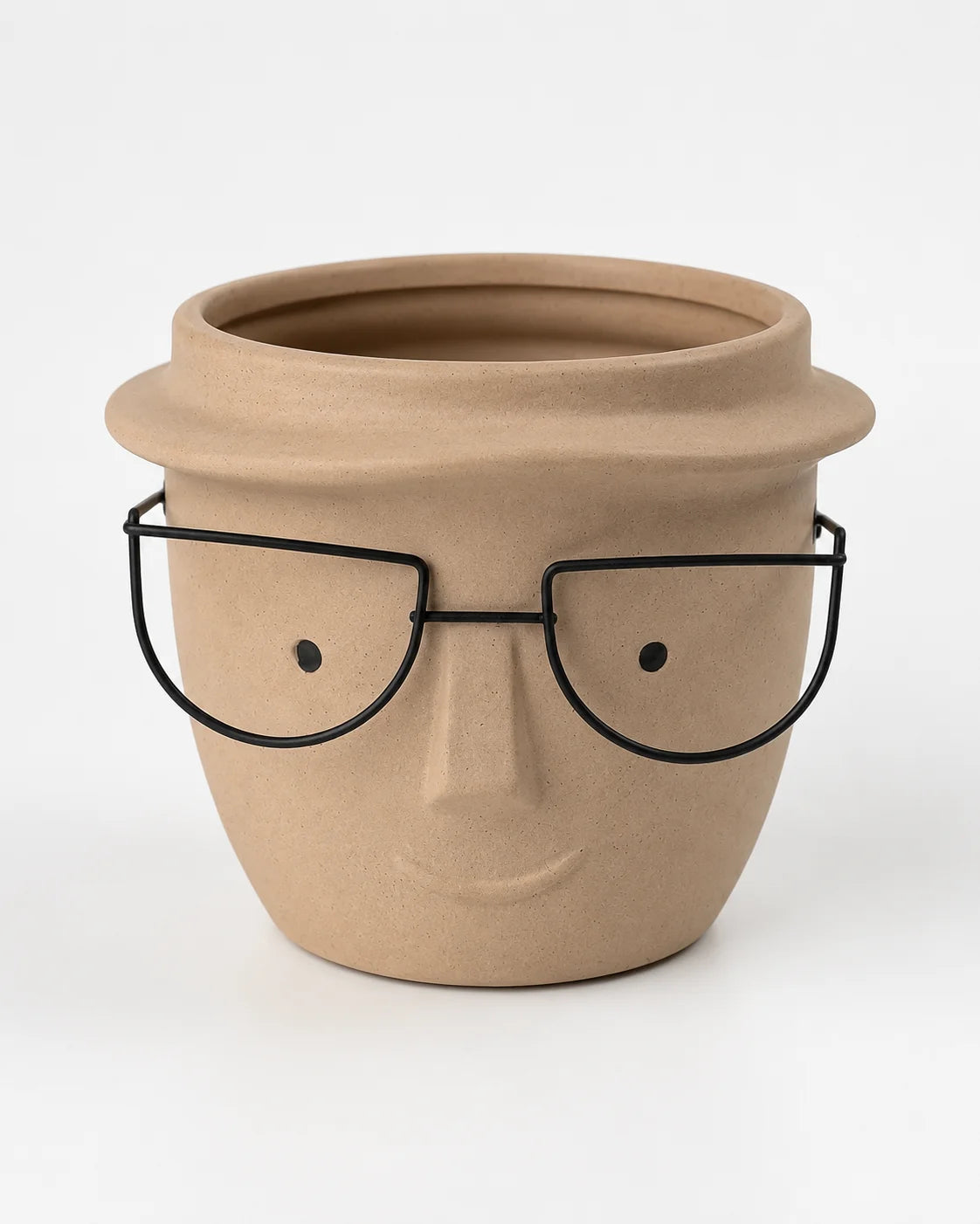 Ceramic pOt Face with Glasses (16cm x 12.5cm)