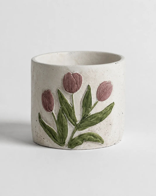 Ceramic Vase Pink Tulips