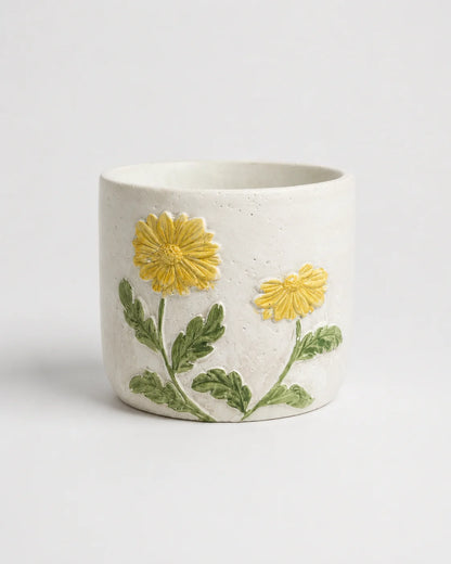 Ceramic Vase Yellow Daisy