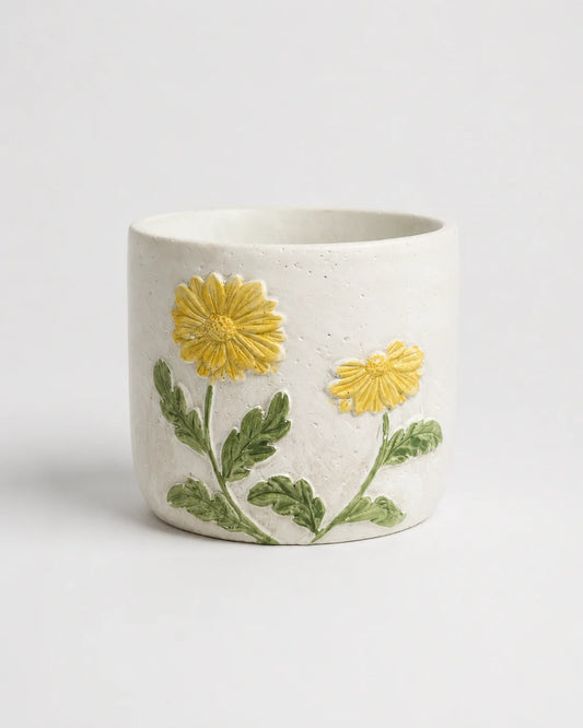 Ceramic Vase Yellow Daisy