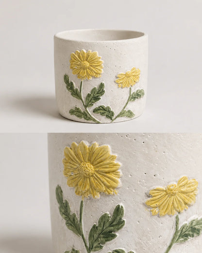 Ceramic Vase Yellow Daisy