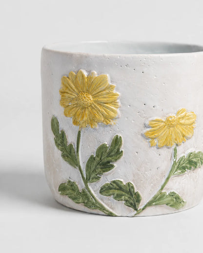 Ceramic Vase Yellow Daisy