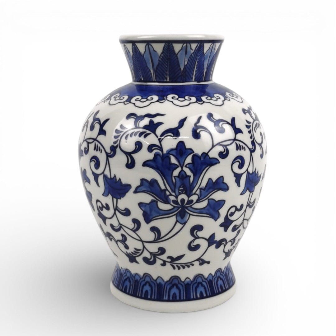 Ceramic Vase with Blue & White Flower Motif