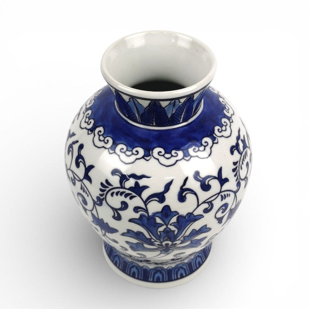 Ceramic Vase with Blue & White Flower Motif